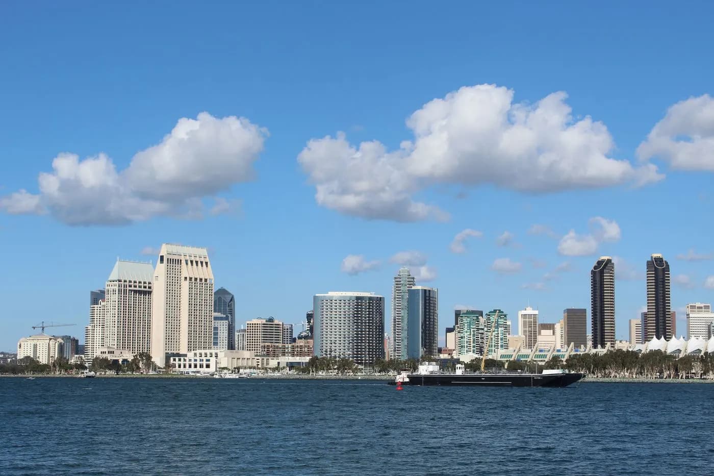 San Diego skyline and bay on a bright day