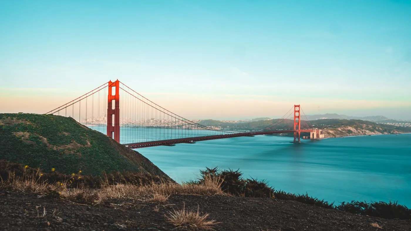 Golden Gate Bridge in San Francisco at sunset